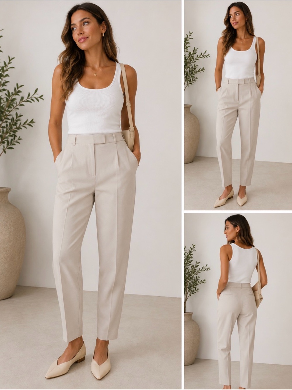 NWT Abercrombie & Fitch Cream Tailored Tapered Dress Pants Size 26